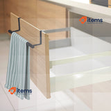 Relaxdays Towel Holder Stainless Black Doors Closet Hanging Steel Rail Drilling