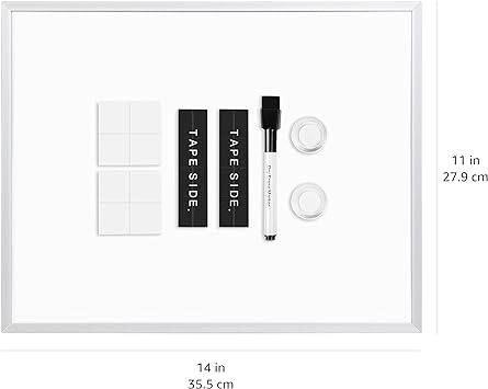 Amazon Basics Small Dry Erase White Board with Marker and Magnets