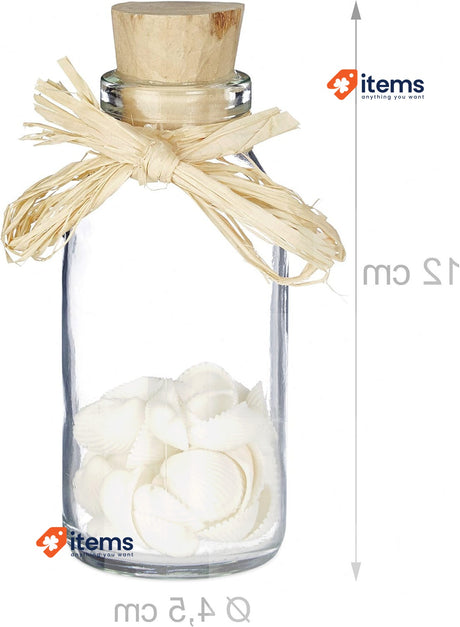 Relaxdays Seashell Bottle Beige Decoration Set Maritime Bathroom Decor Mini Jars