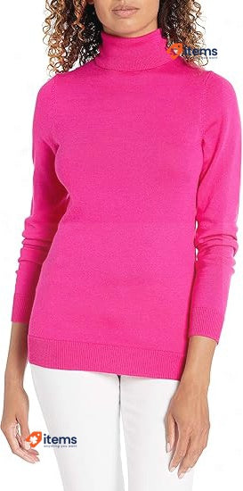 Amazon Essentials Women's Long - Sleeve Turtleneck Jumper Bright Pink, Size Roll