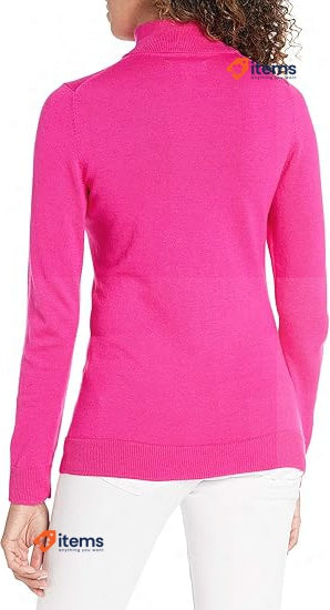 Amazon Essentials Women's Long - Sleeve Turtleneck Jumper Bright Pink, Size Roll