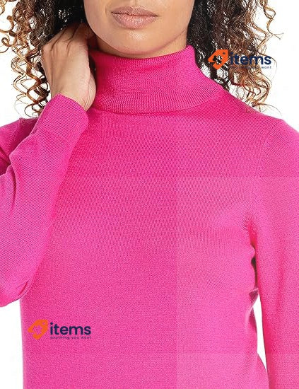 Amazon Essentials Women's Long - Sleeve Turtleneck Jumper Bright Pink, Size Roll
