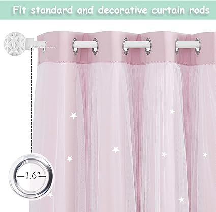 NICETOWN Kids Blackout Curtains for Girls Baby Pink