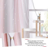 NICETOWN Pink Eyelet Curtains & Net - Kids Blackout Curtain with Hollow