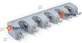 Amazon Basics Rectangular Wall Mount Broom Holder,6 Hooks, 43x8.5x6.2cm, Gray