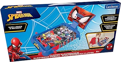 Lexibook JG610SP- Spider-Man Electronic Table Pinball Machine, Blue/Red