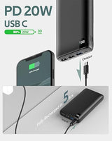 A ADDTOP Powerbank 26800 mAh External Battery USB C with 22.5W Power Delivery