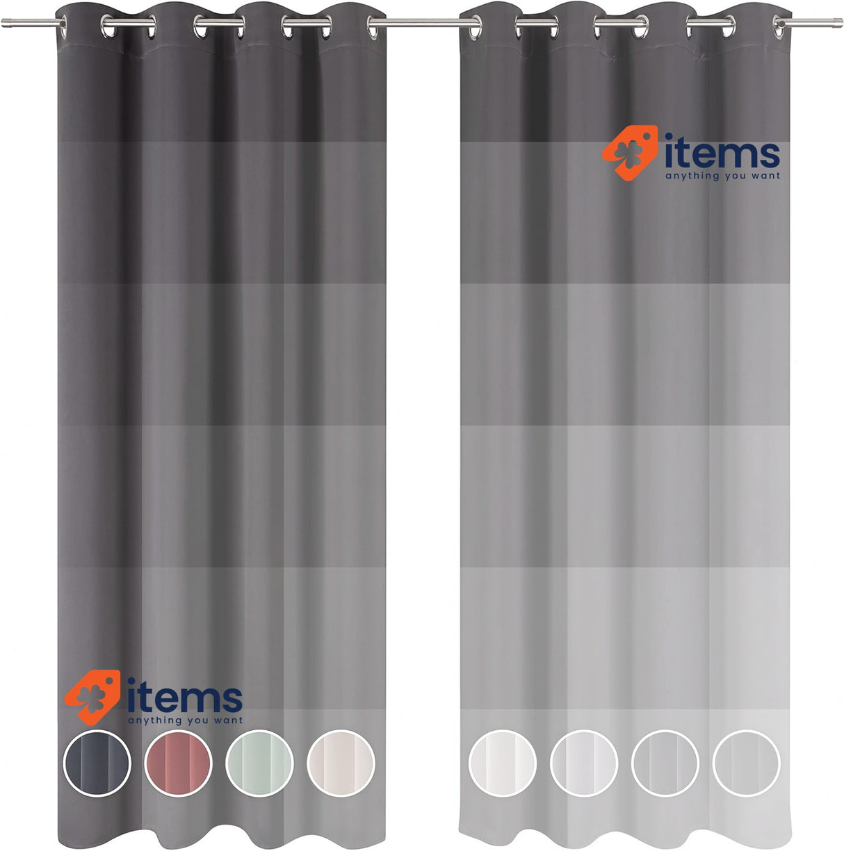 Blumtal Set of 2 Blackout Curtains Elegant Curtains w/ Eyelets Anthracite 245 cm