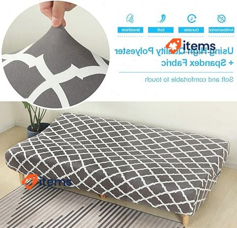 Mingfuxin Armless Sofa Bed Cover Grey Non-Slip BTC02 Gray Spandex Stretch Futon