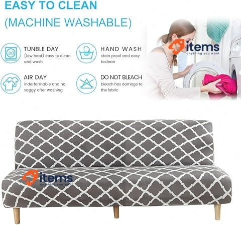 Mingfuxin Armless Sofa Bed Cover Grey Non-Slip BTC02 Gray Spandex Stretch Futon