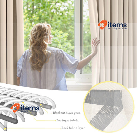 MIULEE Beige Blackout Curtains for Living Room 2 Panel Set, Premium W 55 x L 96