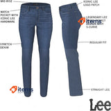 Lee Women's Legendary Mid Rise Leg Jean Regular Fit Straight Jeans Seattle Short