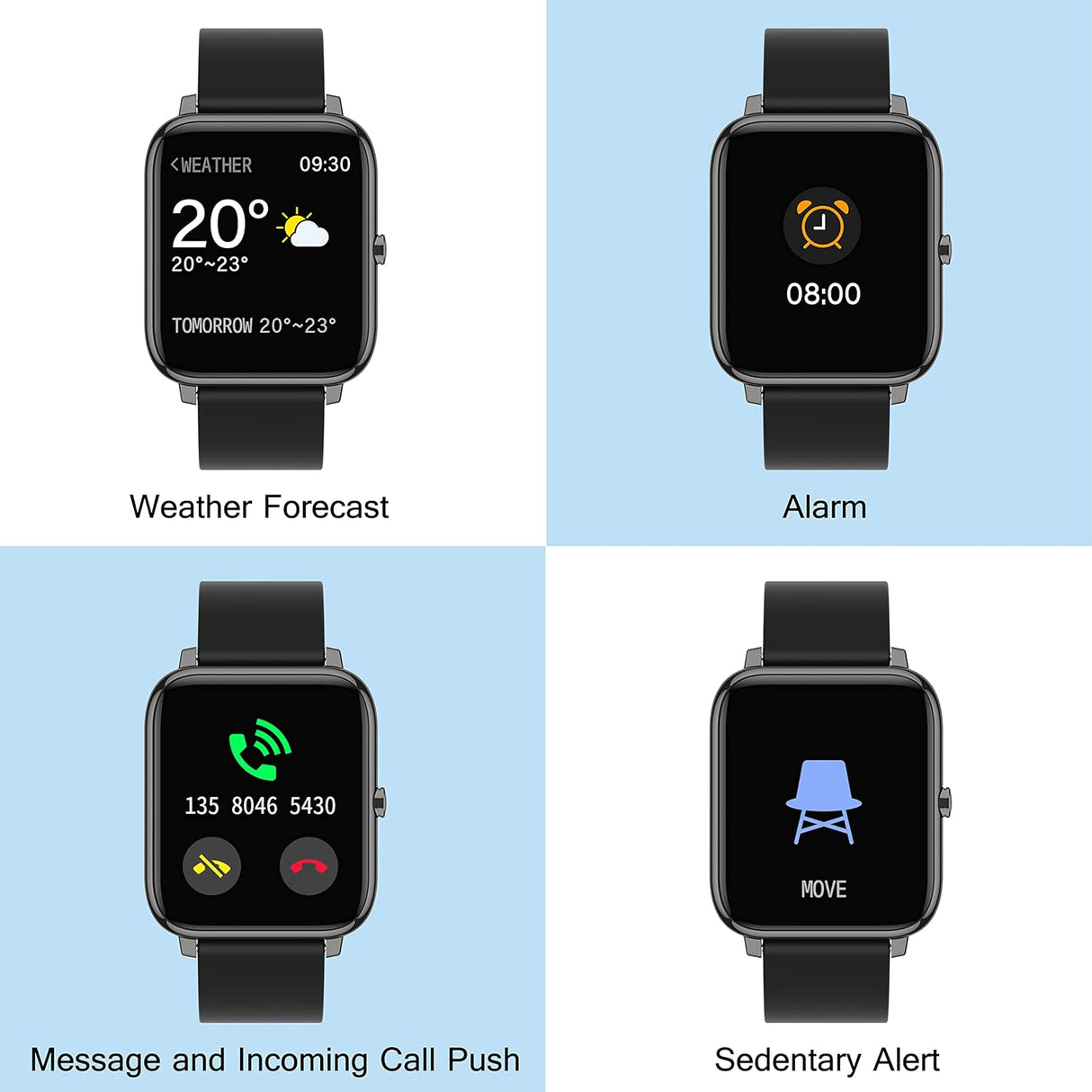 Popglory Smart Watch Black