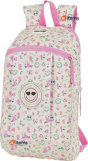 Safta Smiley Unisex Kids Backpack Blanco/Rosa School Mediana Bags