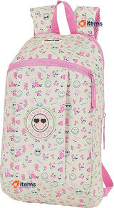 Safta Smiley Unisex Kids Backpack Blanco/Rosa School Mediana Bags