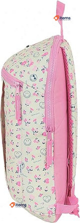 Safta Smiley Unisex Kids Backpack Blanco/Rosa School Mediana Bags