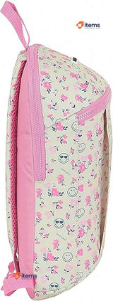 Safta Smiley Unisex Kids Backpack Blanco/Rosa School Mediana Bags