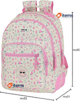 Safta Smiley Unisex Kids Backpack Blanco/Rosa School Mediana Bags