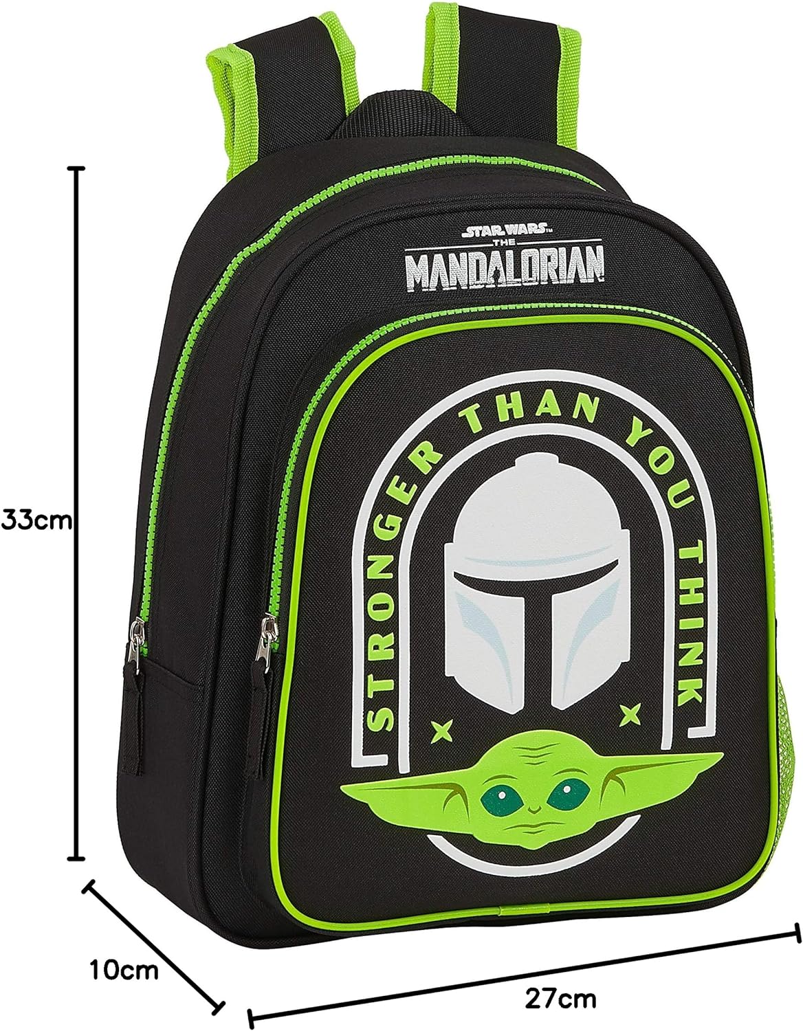 SAFTA Unisex Kids The Mandalorian Daypack Black/Green Flúor 240x20x100 mm