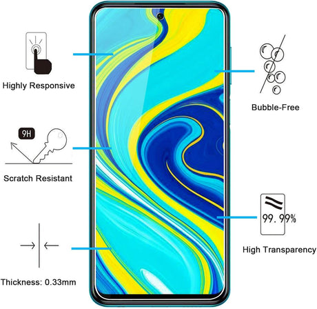 NEW'C 2 Pack Screen Protector for Xiaomi Redmi Note 9S, 9 Pro, 9 Pro Max