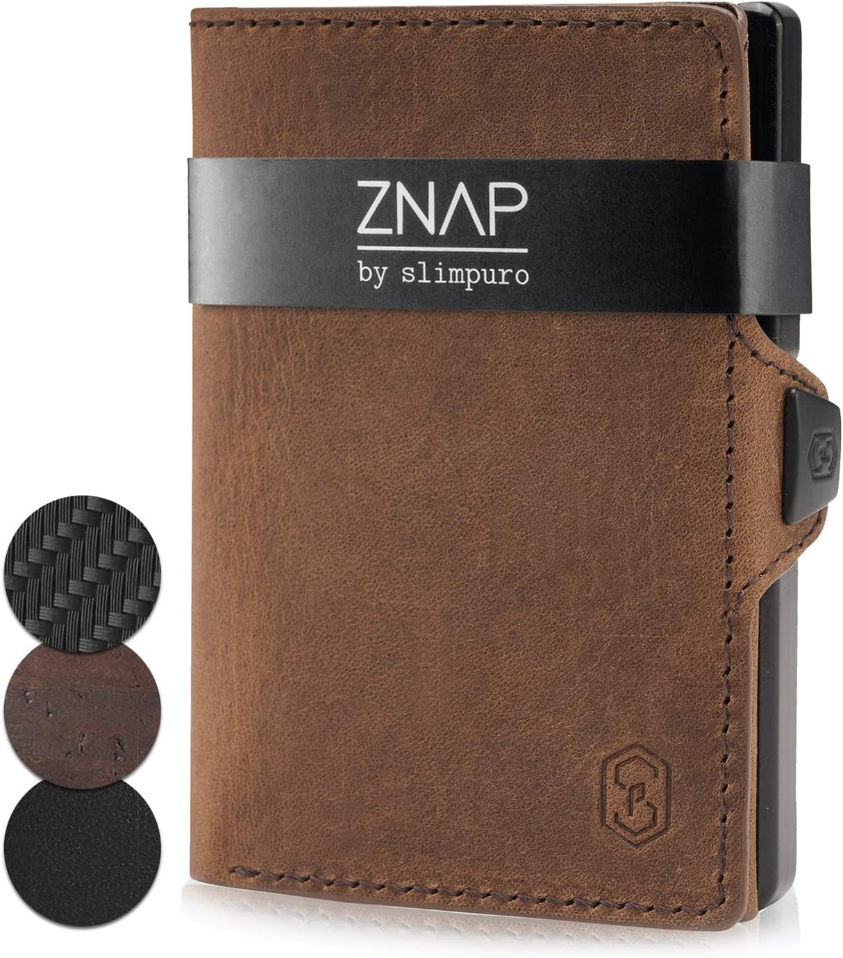 slimpuro ZNAP Credit Card Holder up to 12 Cards Brown Vintage