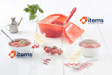 Lékué Deep Steamer Case Kit+Recipe Book Red Healthy And Fast Steaming Hondo Fork