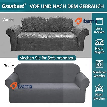 Granbest Spandex Jacquard Elastic Couch Cover with Non-Slip Foams 2 seater Grey