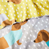 Rapport Dolly Dachshund Reversible Duvet Cover Bed Set, Ochre, Double