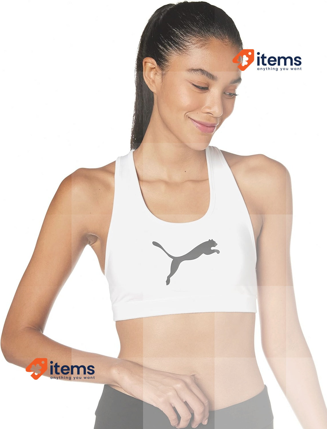 PUMA Women's Mid Impact 4keeps Zipper Bra Sports White Large L Bras
