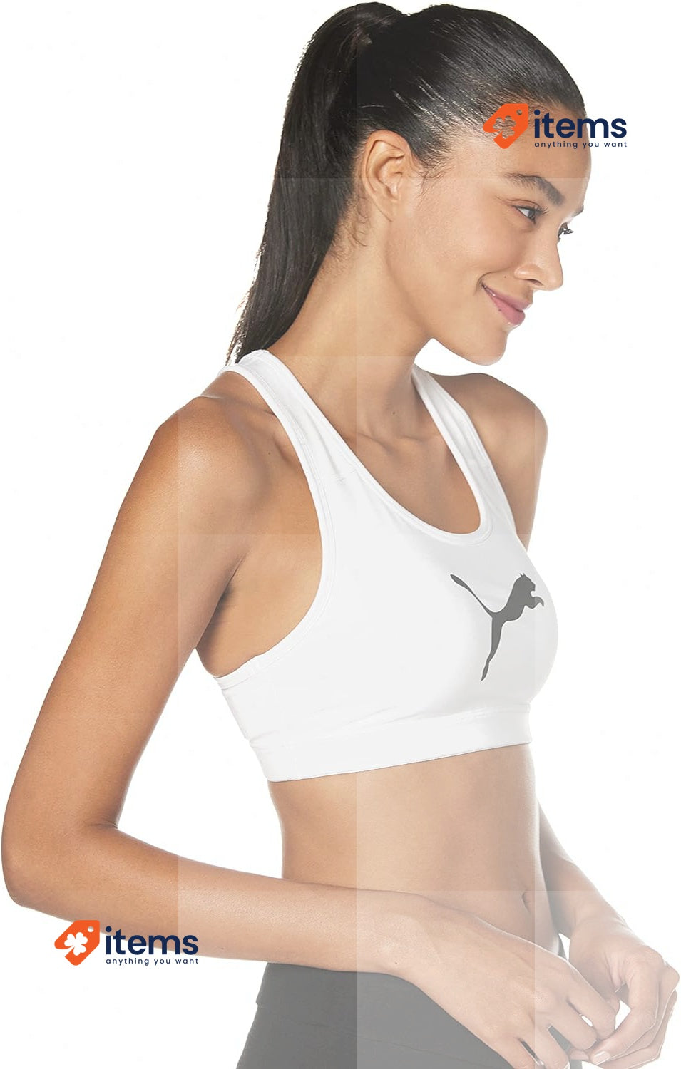 PUMA Women's Mid Impact 4keeps Zipper Bra Sports White Large L Bras