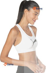 PUMA Women's Mid Impact 4keeps Zipper Bra Sports White Large L Bras