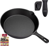 OVERMONT Pre-Seasoned 24.5CM Cast Iron Pot Skillet Frying Pans Oven safe