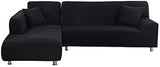 laamei Modern 2-Piece L-Shaped Corner Sofa Cover with Armrests Black