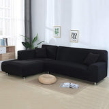 laamei Modern 2-Piece L-Shaped Corner Sofa Cover with Armrests Black