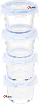 Amazon Basics Set of 4 Glass Storage Containers, 120 ml each (Pack of 4)