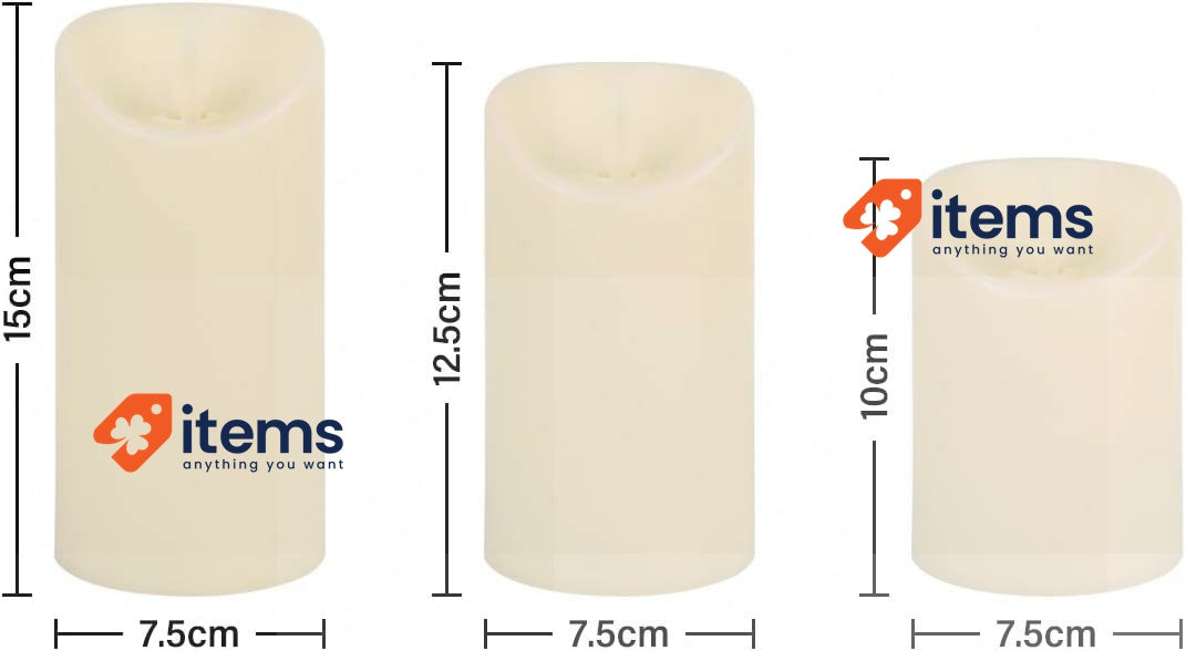 SALCAR Set of 3 LED Candles, Flameless LED Candles Light Warm with Battery 15 cm