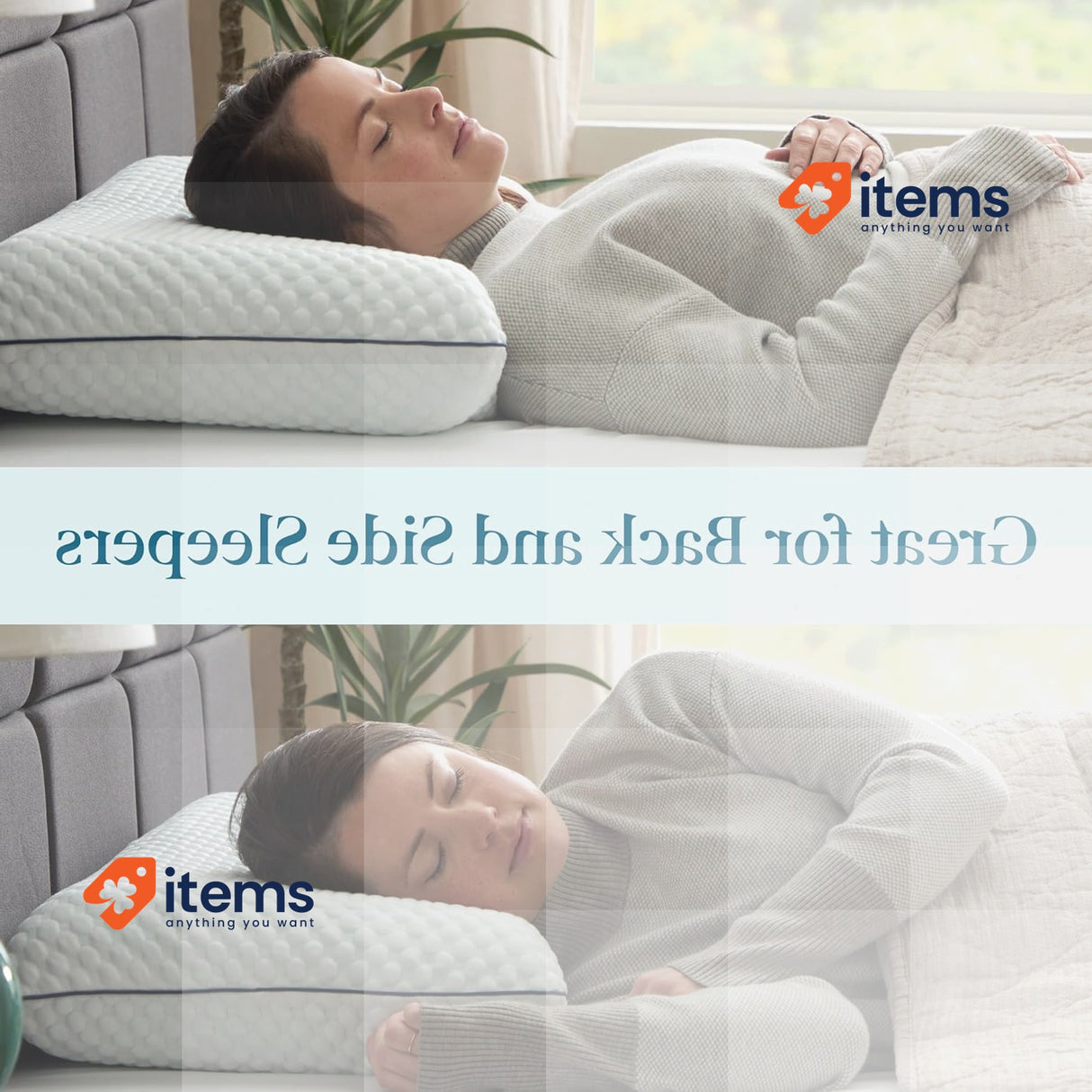 LUCID Ventilated Gel Memory Foam Pillow - Washable Cover