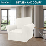 Granbest High Stretch Sofa Cover Modern Sofa Throw 1 Seater, Cream