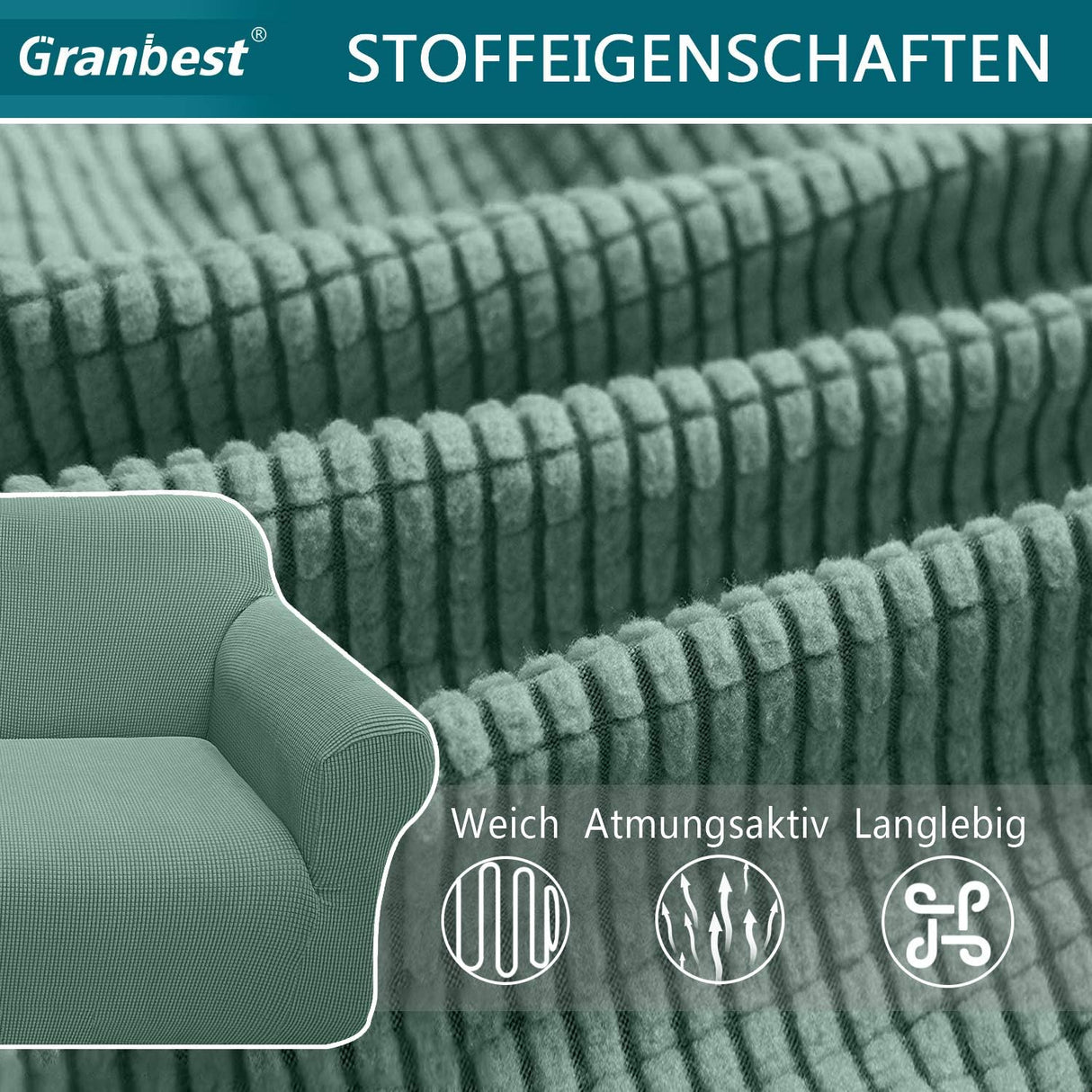 Granbest High Stretch Sofa Cover Modern Sofa Green