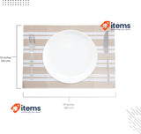Encasa XO Dining Placemat Set 6 Beige Stripes Color Ribbed Cotton 48x32cm Solid