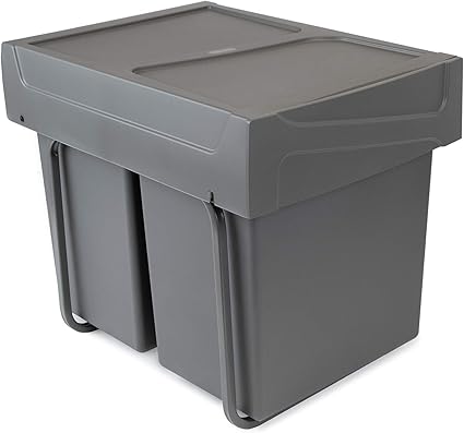 Emuca - Waste containers with lower fixing for kitchen 2x20 L Anthracite grey