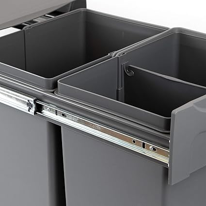 Emuca - Waste containers with lower fixing for kitchen 2x20 L Anthracite grey