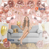 Rose Gold Birthday Party Supplies Decoration "Happy Birthday" Banner / Sign