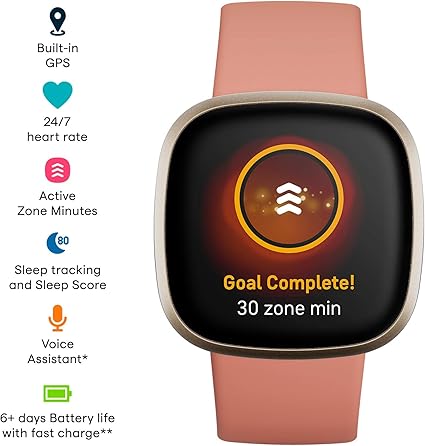 Fitbit Versa 3 Health & Fitness Smartwatch Pink Clay / Soft Gold