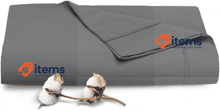 Pizuna Dark Grey Top Sheet Bed 180 cm Cotton, 100% Long Fiber Sheets 260x290cm