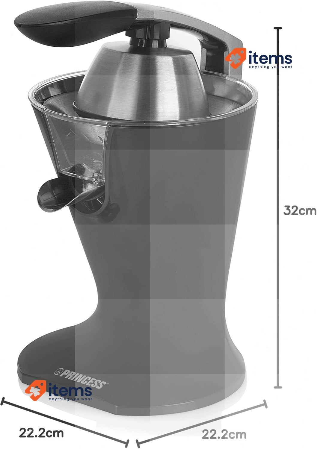 Princess Citrus Juicer - Citrus Press with 2 Press Cones — Black — 201857
