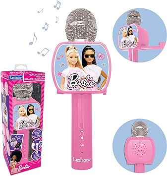 Lexibook MIC240BB Barbie, Bluetooth Microphone with Voice Change Pink, One Size