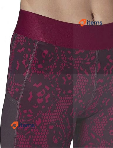 Adidas Women's Ask Aiq2 Pants Pull On Tights Power Berry/Print XXS Tight