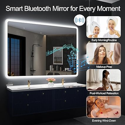 Sbagno 100 x 70 cm, Mirror LED Bathroom with with speaker bluetooth