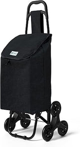 VOUNOT Folding Shopping Trolley on 6 Wheels Oxford Black